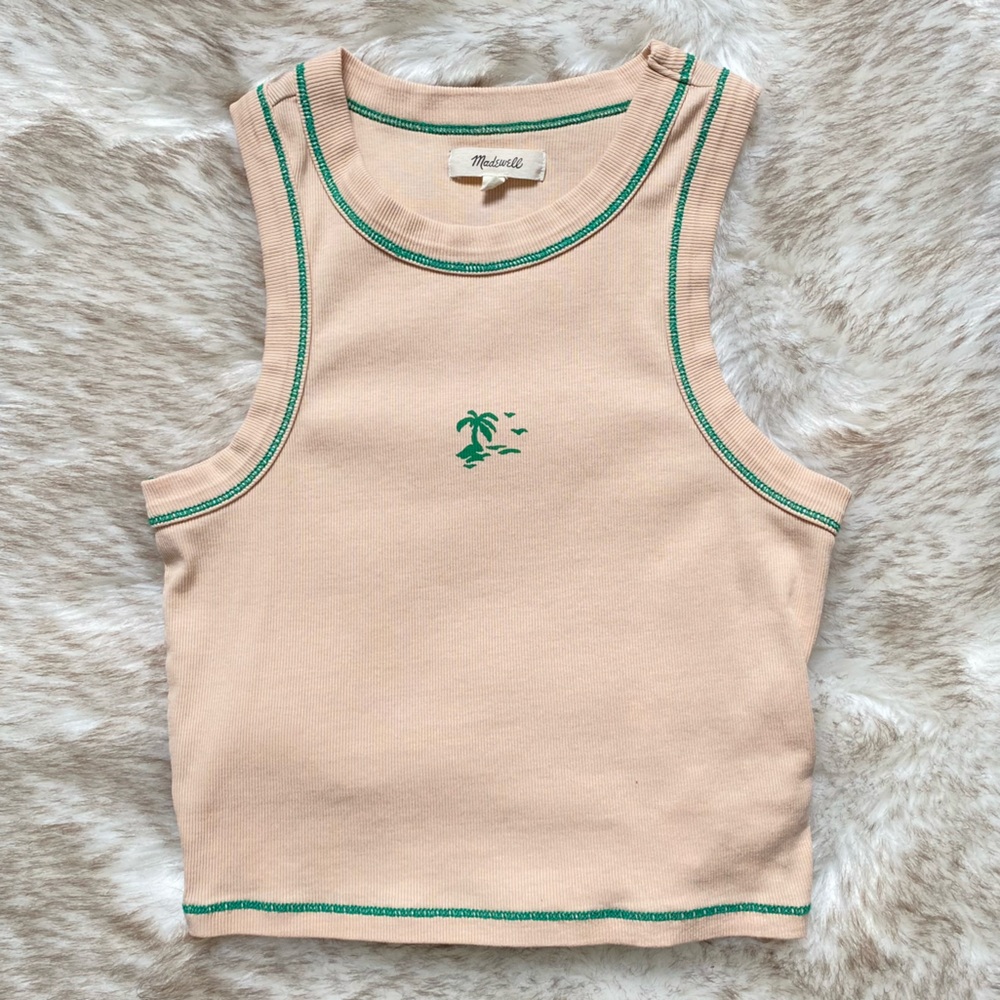 Madewell Palm Tree Tan / Beige Ribbed Tank Top